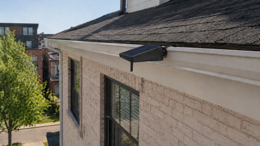 A compact gutter clip style solar repeater